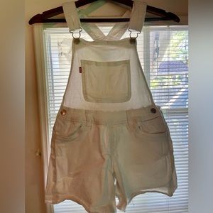 Levi’s white denim short overalls